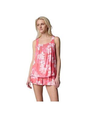 Simply Vera Wang Womens Coral Floral Tank & Shorts Pajama 2 Pc Sets Sz L New